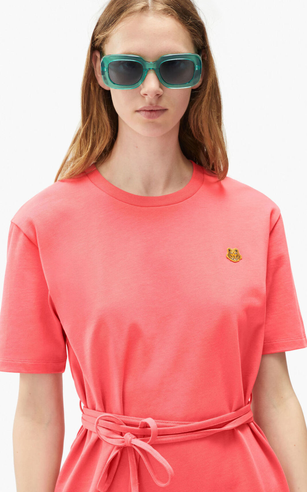 Robe Kenzo Tiger Crest T shirt Femme Corail | ZKCO-06942